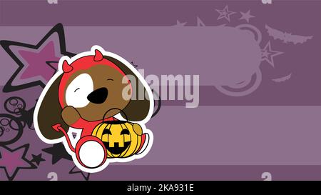 chibi halloween puppy malvagio costume personaggio cartoon sfondo illustrazione in formato vettoriale Illustrazione Vettoriale