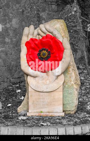 Il Royal British Legion Somerset County War Memorial a Grove Park a Weston Super Mare, Somerset Regno Unito nel mese di ottobre - li ricorderemo Foto Stock