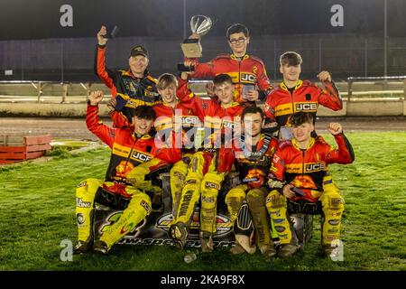 Leicester Lion Cubs speedway team - vincitori della National Development League Knock-out Cup 2022, battendo Mildenhall Fen Tigers in finale Foto Stock