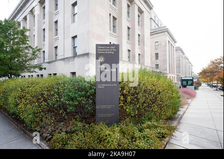 1 novembre 2022, Washington, District of Columbia, Stati Uniti: Il Dipartimento degli interni degli Stati Uniti a Washington, DC (Credit Image: © Michael Brochstein/ZUMA Press Wire) Foto Stock