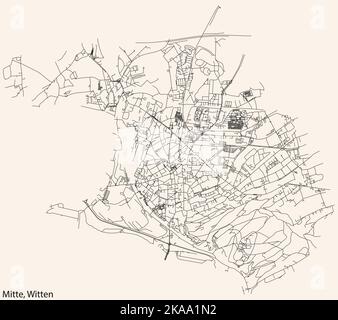 Mappa stradale del COMUNE DI MITTE, WITTEN Illustrazione Vettoriale
