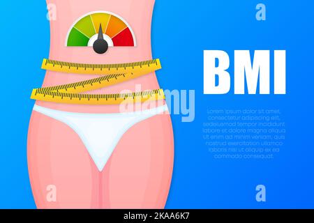 Illustrazione cartoon con bmi. Illustrazione del vettore cartoon. Concetto medico Illustrazione Vettoriale