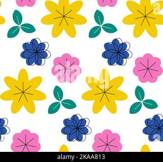 Motivo vettoriale senza cuciture costituito da foglie e fiori Illustrazione Vettoriale