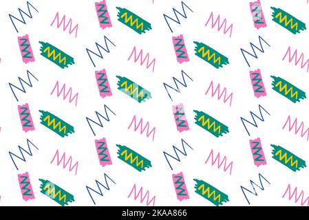 Linee disegnate a mano, zig-zag, pattern vettoriale senza giunture Illustrazione Vettoriale