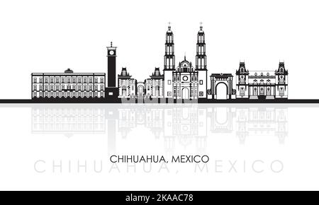 Silhouette Skyline panorama della città di Chihuahua, Messico - illustrazione vettoriale Illustrazione Vettoriale