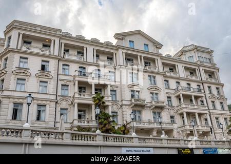 Hotel Palace Bellvue, Lungomare, Franz Joseph Promenade, Opatija, Croazia Foto Stock