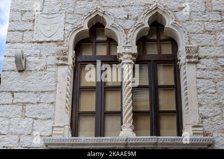 Palazzo Zuccato, 15th c., via Decumanus, Parenzo, Croazia Foto Stock