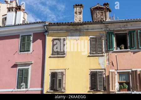 Case, Via Pietro Ive, Rovigno, Croazia Foto Stock
