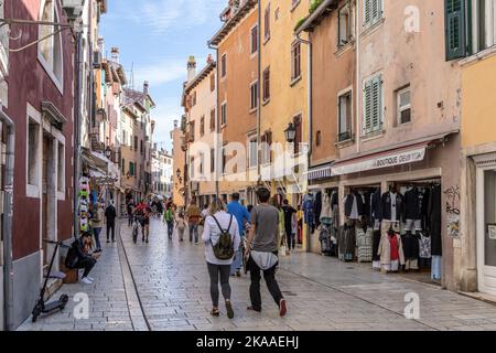 Via Carera, Rovigno, Croazia Foto Stock