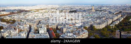 Panorama di Parigi con Hotel des Invalides Foto Stock