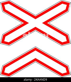 Immagine dei segnali di avvertimento ferrovia multipercorso su bianco Illustrazione Vettoriale