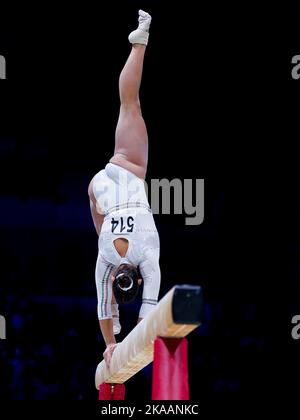 Liverpool, Regno Unito. 01st Nov 2022. 01.11.2022, Liverpool, M&S Bank Arena, FIG Artistic World Gymnastics Championships, #514 Manila Esposito (ITA) in azione sul fascio di bilanciamento (Daniela Porcelli/SPP-JP) Credit: SPP Sport Press Photo. /Alamy Live News Foto Stock