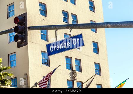 Particolare di Orange Blvd Street segno a Hollywood Foto Stock