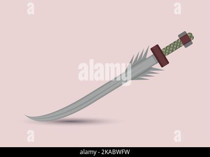 Spada di Cartoon game, spada di Cartoon per il gioco su sfondo bianco, illustrazione vettoriale Illustrazione Vettoriale