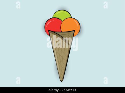 Vettore di gelato realistico disegnato a mano Illustrazione Vettoriale