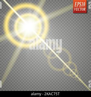 Vettore di luce solare trasparente speciale lente flare effetto di luce. Illustrazione Vettoriale