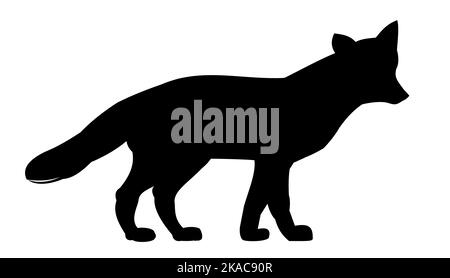 Fox è in piedi. Silhouette animale. Immagine della vita selvaggia. Isolato su sfondo bianco. Vettore Illustrazione Vettoriale