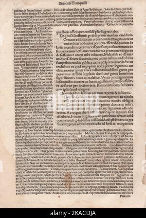 Early Printing & Book History / Incunabula / incunabulum / Suetonii Tranquilli Foto Stock