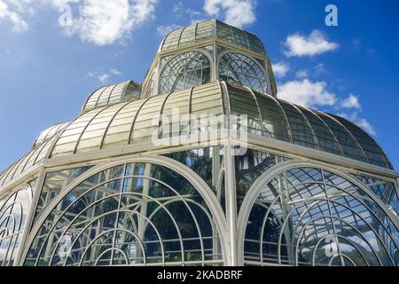 Giardino Botanico a Curitiba, Parana state, Brasile. Serra di vetro e giardini Foto Stock