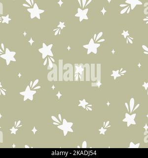 Motivo senza cuciture con stelle diverse. Texture creativa per bambini per tessuti, involucri, tessuti, carta da parati, abbigliamento. Illustrazione vettoriale. Illustrazione Vettoriale