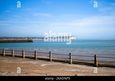 Il paesaggio più unico del Regno Unito, le scogliere bianche, da Newhaven, Sussex orientale, Inghilterra Foto Stock