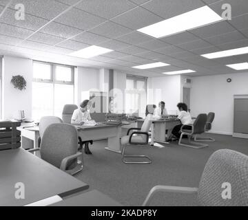 1989, storico, ufficio open-plan, Inghilterra, Regno Unito, Foto Stock