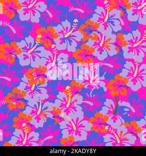 Sfondo floreale Hawaiiano colorato. Può essere utilizzato su carta da imballaggio, tessuto, sfondo, carta da parati, decorazione, regalo, ecc. Foto Stock