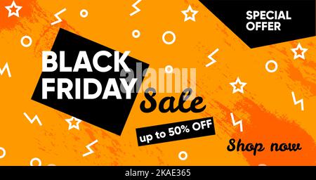 Modello di banner promozionale per i social media del Black Friday, modello di post sui social media modificabile. Background per la vendita di promozioni sui social media. Modello banner. Illustrazione vettoriale. Illustrazione Vettoriale