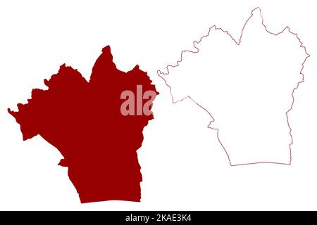 Brentwood distretto non-metropolitano, Borough (Regno Unito di Gran Bretagna e Irlanda del Nord, contea cerimoniale Essex, Inghilterra) mappa vettore illus Illustrazione Vettoriale