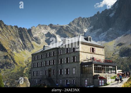 Rifugio du Montenvers in Francia Foto Stock