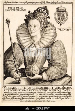 Regina Elisabetta i 1592 di Crispijn de Passe il Vecchio Foto Stock