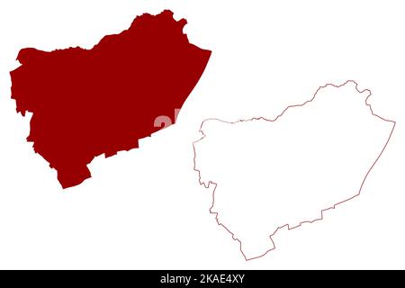 Harlow Città e distretto (Regno Unito di Gran Bretagna e Irlanda del Nord, contea cerimoniale Essex, Inghilterra) mappa vettore illustrazione, scrible sk Illustrazione Vettoriale
