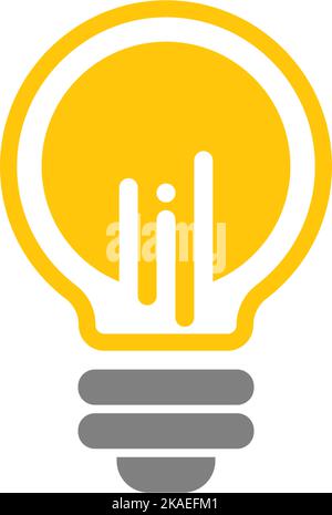 Illustrazione vettoriale di un'icona di una lampadina gialla piatta su sfondo bianco Illustrazione Vettoriale