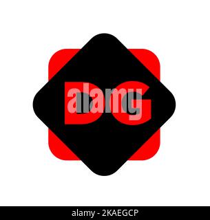 Illustrazione di un logo grafico a forma quadrata nera e rossa su sfondo bianco Illustrazione Vettoriale