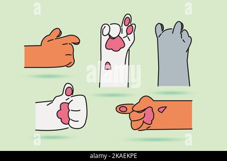 illustrazione a mano cat, design piatto con caratteristiche cat Illustrazione Vettoriale