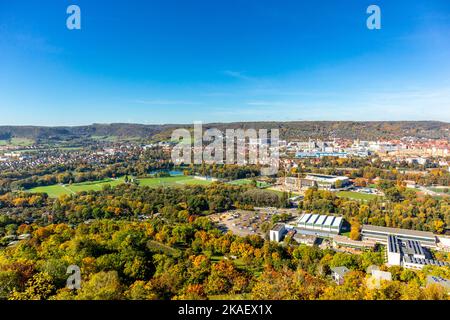 Piccola passeggiata autunnale attraverso il paesaggio di Jena - Turingia - Germania Foto Stock