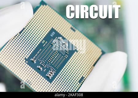 Tecnologia per schede a circuito stampato in silicio a microchip Foto Stock