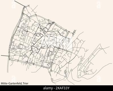 Mappa stradale del COMUNE DI MITTE-GARTENFELD, TREVIRI Illustrazione Vettoriale