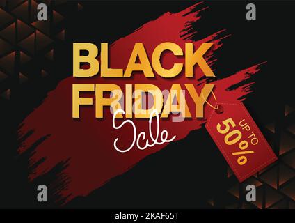 Offerta limitata Black Friday. Scritta dorata su sfondo scuro. Banner verticale, poster, intestazione sito Web. Illustrazione vettoriale Illustrazione Vettoriale