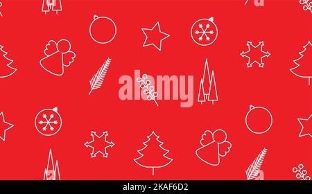 Vettore natale elementi senza cuciture modello delineato icone illustrazione Illustrazione Vettoriale
