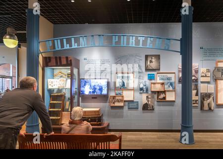 Chicago, Illinois - Pullman National Monument, il sito di una città aziendale e di fabbriche che George Pullman ha utilizzato per produrre auto da letto Pullman in t Foto Stock
