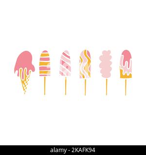 Set di gelati di diverse dimensioni. Illustrazione vettoriale. Illustrazione Vettoriale