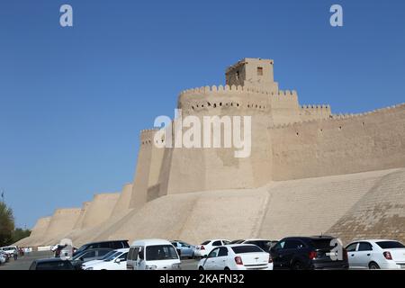 AK Sheikh Bobo Bastion, mura della fortezza interna, Ichan Kala, Khiva, Khorezm Provincia, Uzbekistan, Asia centrale Foto Stock