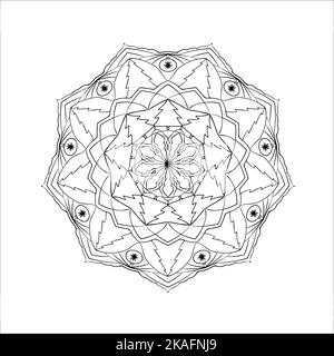 Libro da colorare mandala. Ornamento rotondo decorativo. Elemento di design anti-stress therapy. Illustrazione Vettoriale