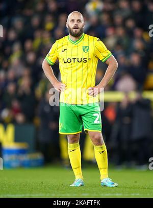 Teemu Pukki di Norwich City guarda durante la partita del campionato Sky Bet alla Carrow Road, Norwich. Data immagine: Martedì 2 novembre 2022. Foto Stock