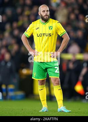 Teemu Pukki di Norwich City guarda durante la partita del campionato Sky Bet alla Carrow Road, Norwich. Data immagine: Martedì 2 novembre 2022. Foto Stock