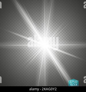 Candela di effetto di luce. Star burst con bagliori. Golden luci incandescenti Illustrazione Vettoriale