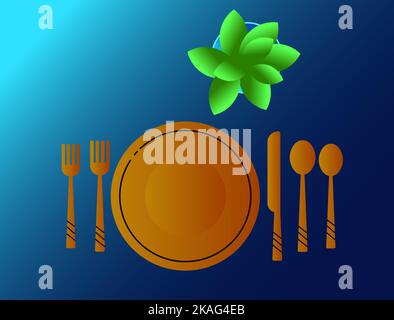 Come impostare correttamente la barra - coltelli, forche, piastre, illustrazione vettoriale piatta Illustrazione Vettoriale