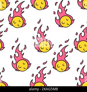 Uno sfondo modificabile senza cuciture con illustrazioni a fiamma di fuoco Illustrazione Vettoriale
