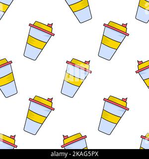 Un fumetto di modelli di tazza senza giunture Illustrazione Vettoriale